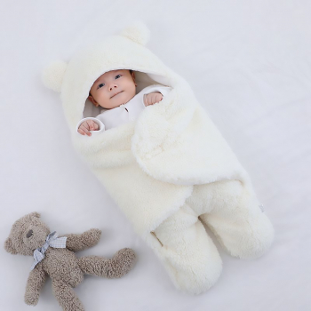 Плюшевая пеленка для новорожденных White Teddy-1